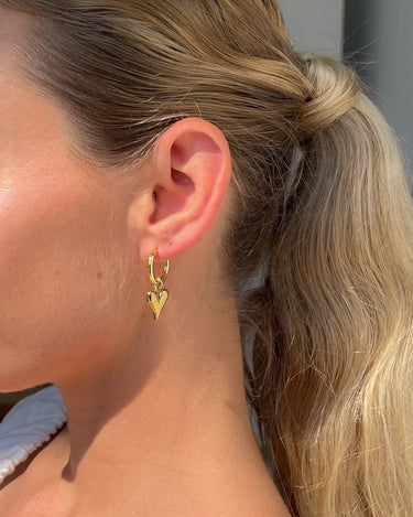 HEART CHARM HOOP EARRINGS - STUDIO JO STORE